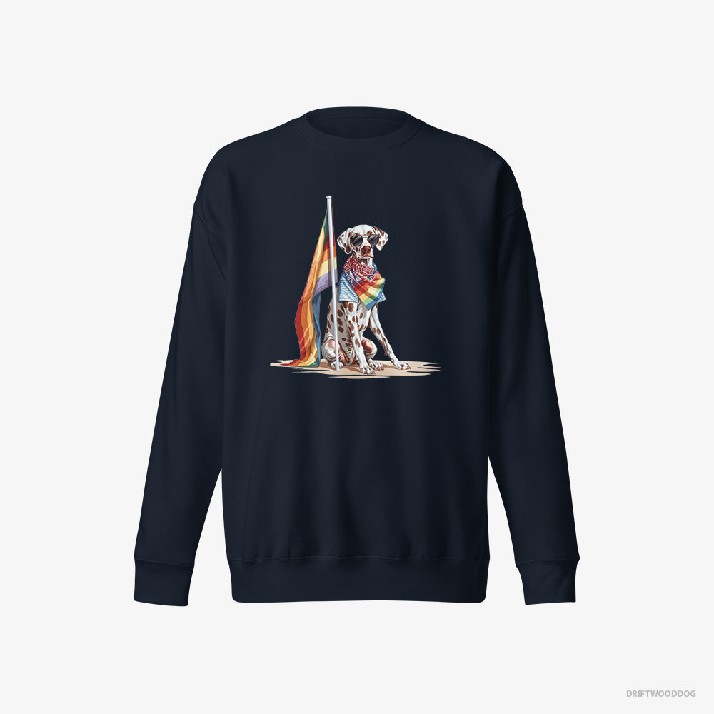 Dalmatian Sweatshirt – Men Navy Sweatshirt Eco-Friendly – with an LGBTQ+ Flag (on White Background)