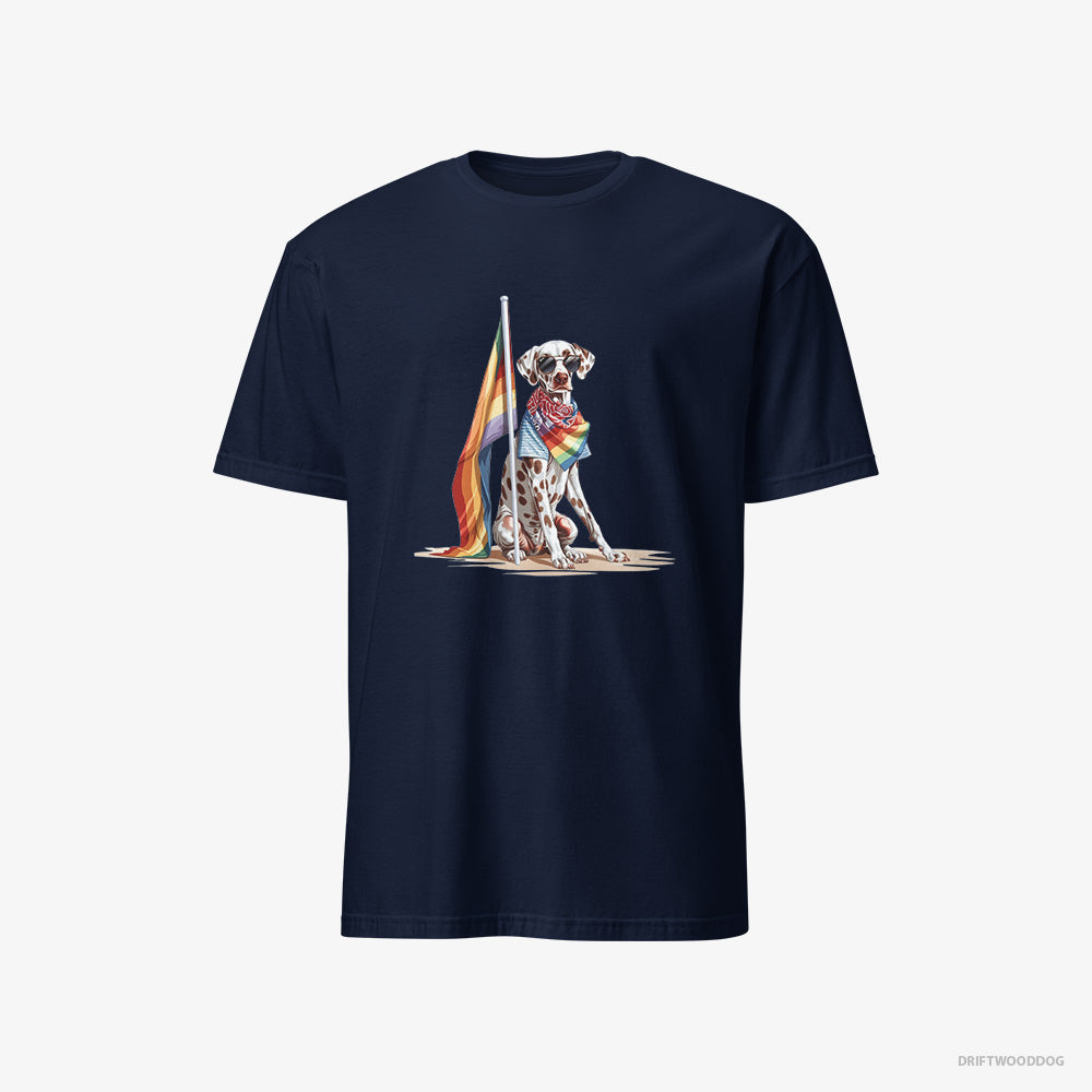 Dalmatian T-Shirt – Men Navy T-Shirt Classic – with an LGBTQ+ Flag (on White Background)