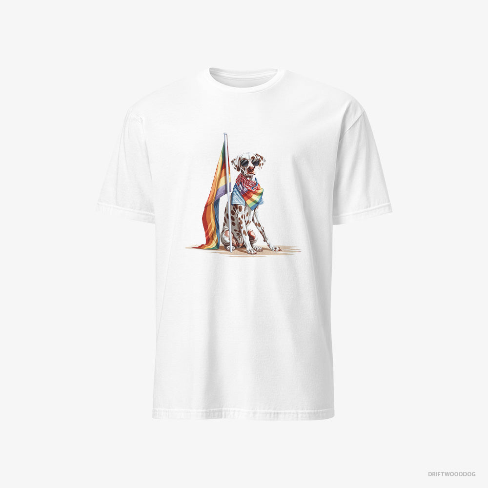 Dalmatian T-Shirt – Men White T-Shirt Classic – with an LGBTQ+ Flag (on White Background)