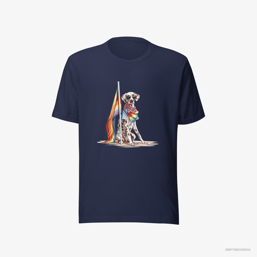 Dalmatian T-Shirt – Men Navy T-Shirt Eco-Friendly – with an LGBTQ+ Flag (on White Background)