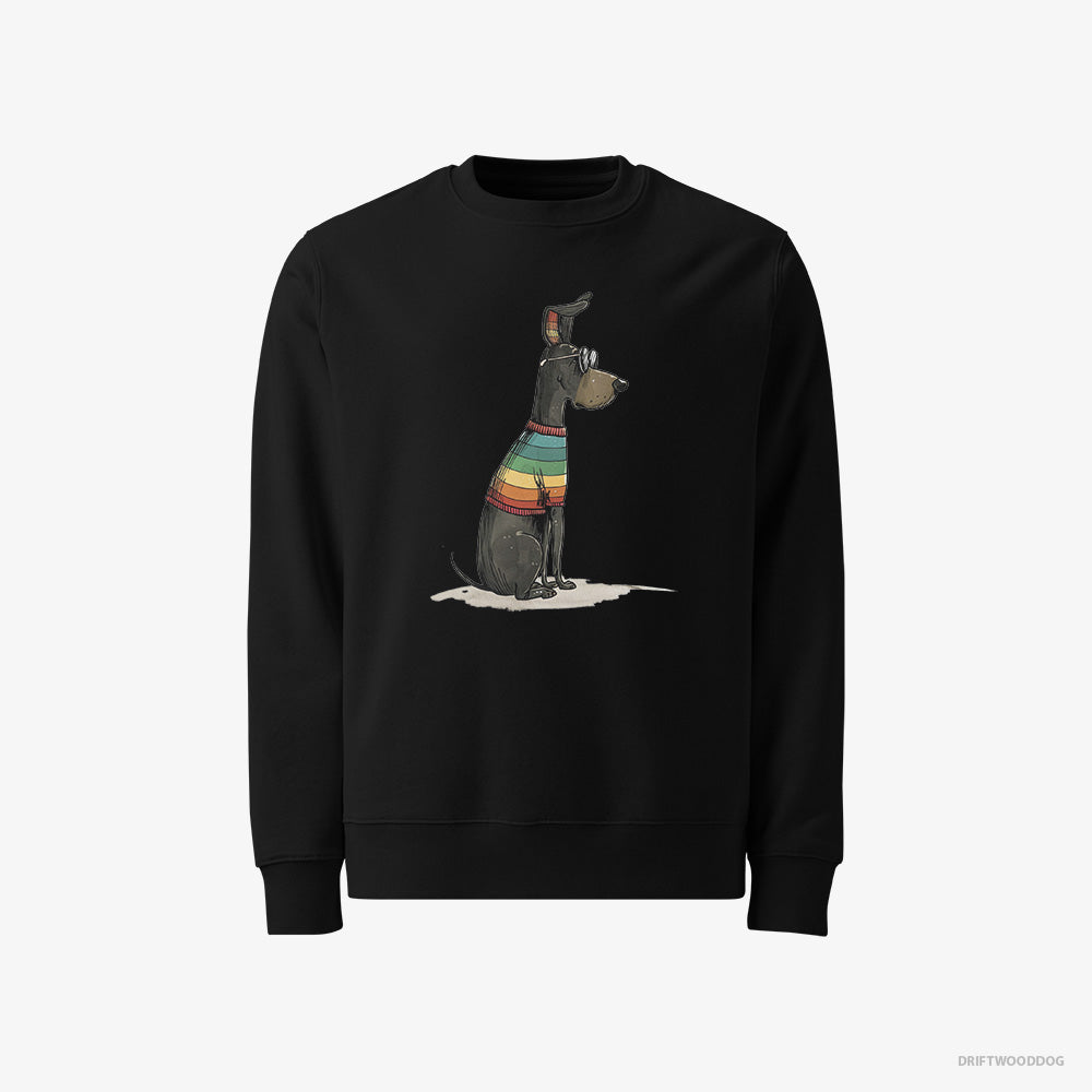 Dobermann Sweatshirt – Men Black Sweatshirt Classic – All Set for Pride (on White Background)