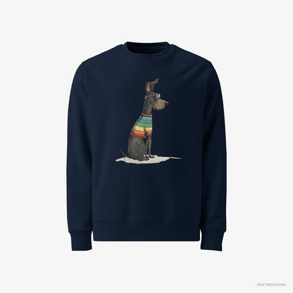 Dobermann Sweatshirt – Men Navy Sweatshirt Classic – All Set for Pride (on White Background)