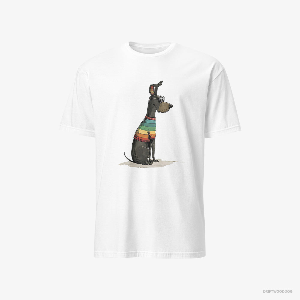 Dobermann T-Shirt – Men White T-Shirt Classic – All Set for Pride (on White Background)