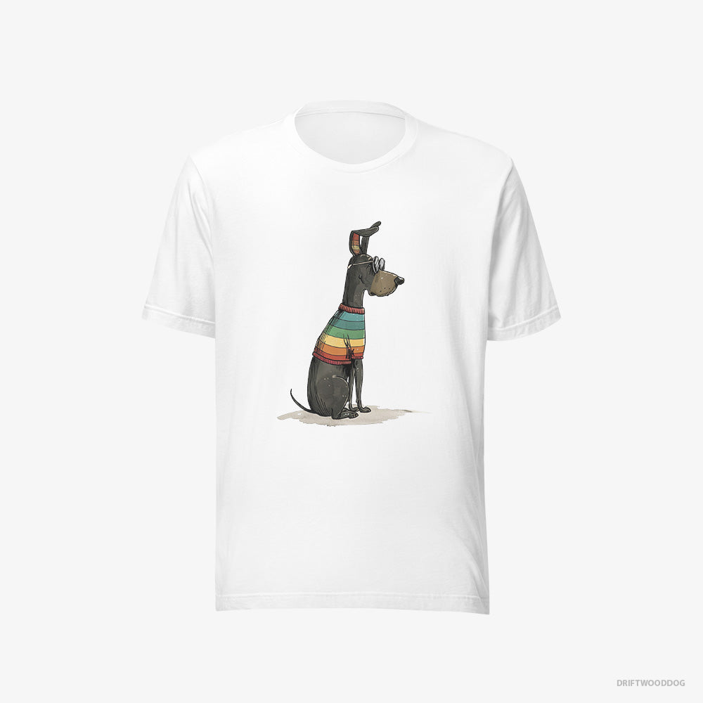 Dobermann T-Shirt – Men White T-Shirt Eco-Friendly – All Set for Pride (on White Background)