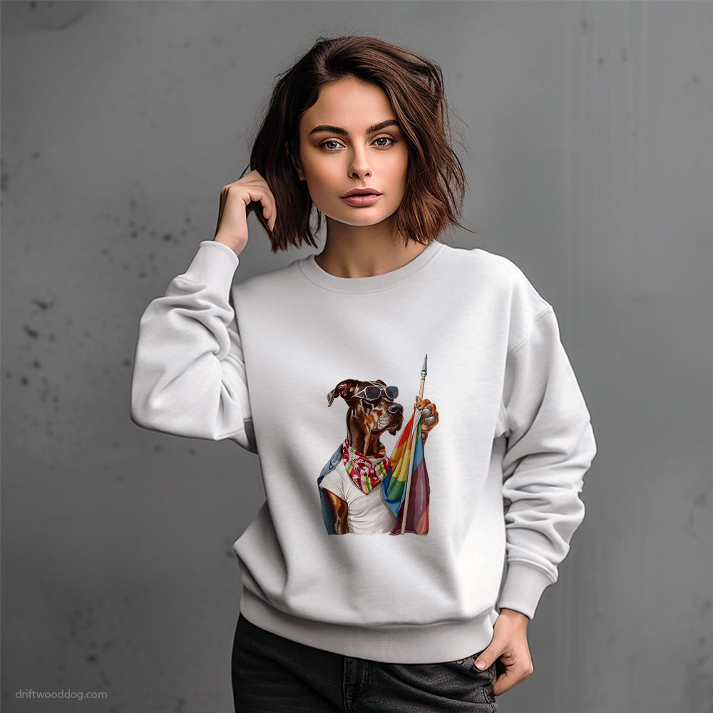 Dobermann Waving LGBTQ+ Flag Sweatshirt – Dog-Themed Gifts for Dog Lovers