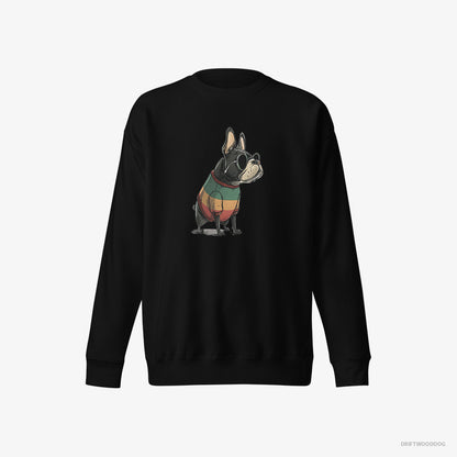 French Bulldog Wearing Rainbow Outfit Black Sweatshirt