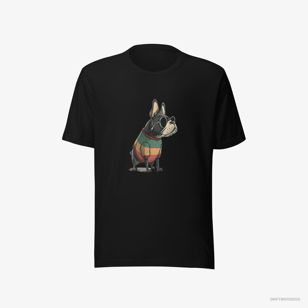 French Bulldog T-Shirt – Men Black T-Shirt Eco-Friendly – Wearing Rainbow Outfit (on White Background)