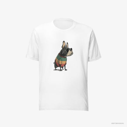 French Bulldog Wearing Rainbow Outfit White T-Shirt