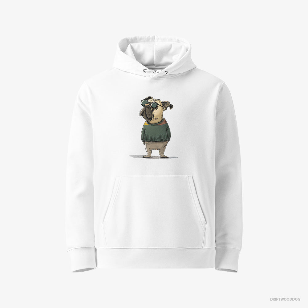 French Bulldog Wearing Sunglasses – Women's Hoodie White Eco – Eco-Friendly