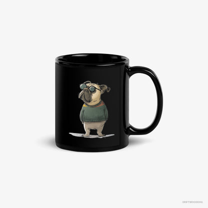 French Bulldog Mug – Unisex Black Mug Classic – Wearing Sunglasses (on White Background)