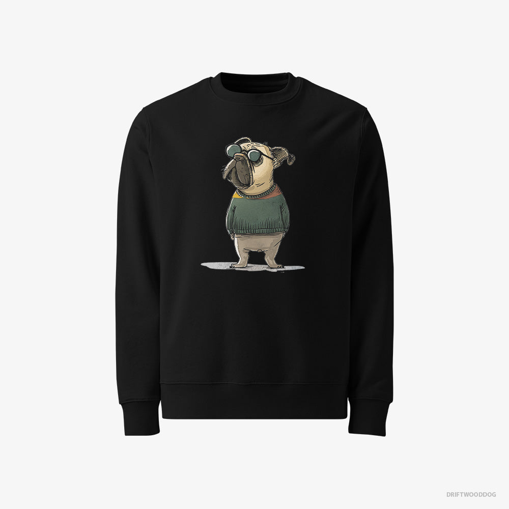 French Bulldog Sweatshirt – Men Black Sweatshirt Classic – Wearing Sunglasses (on White Background)