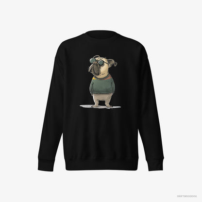 French Bulldog Sweatshirt – Men Black Sweatshirt Eco-Friendly – Wearing Sunglasses (on White Background)