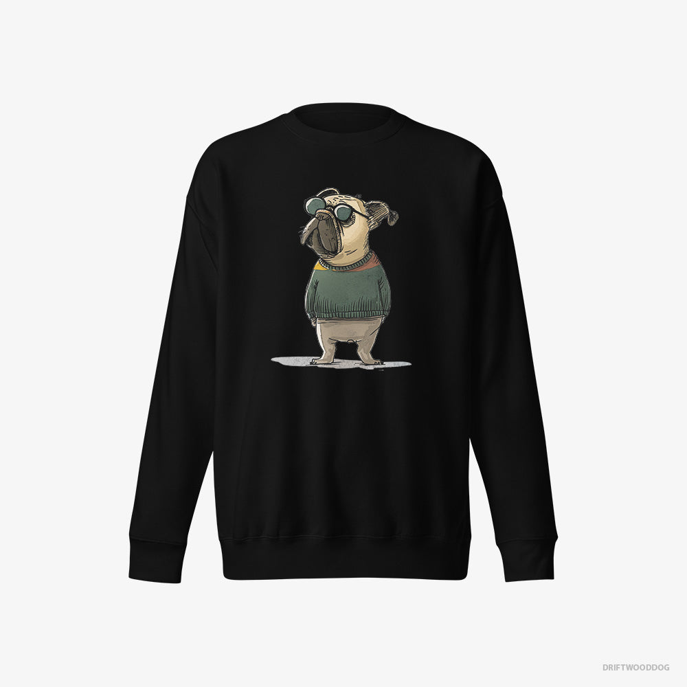 French Bulldog Wearing Sunglasses – Women's Sweatshirt Black Eco – Eco-Friendly