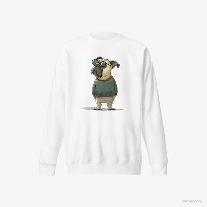 French Bulldog Wearing Sunglasses White Sweatshirt