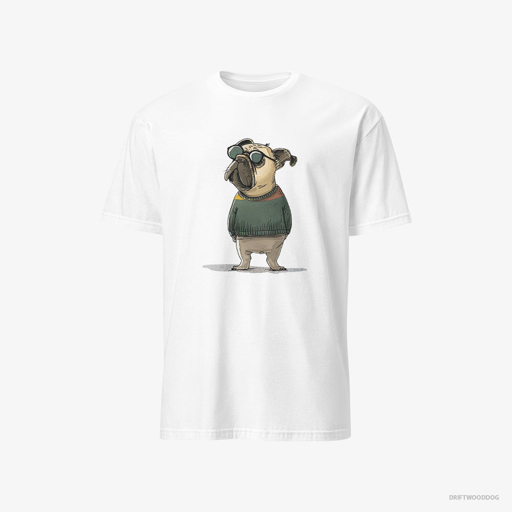 French Bulldog T-Shirt – Men White T-Shirt Classic – Wearing Sunglasses (on White Background)