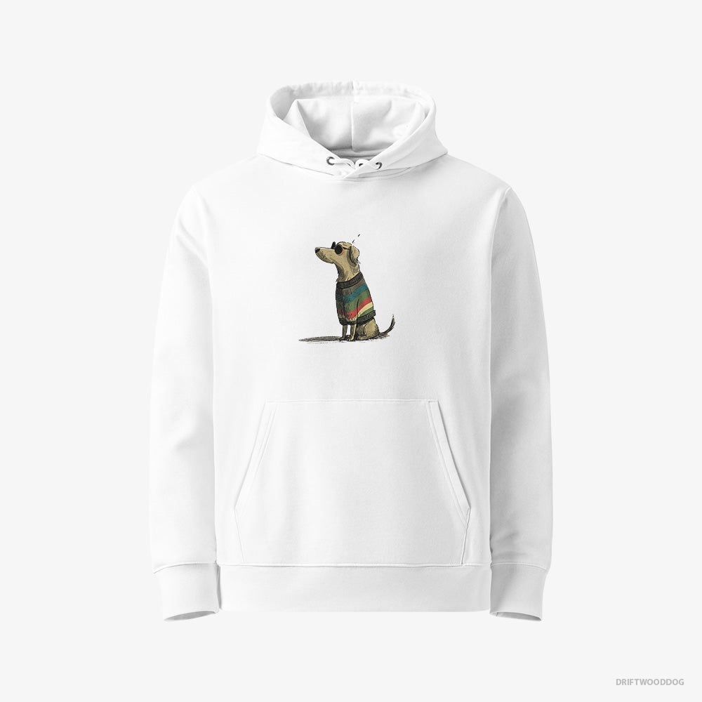 Golden Retriever Wearing Rainbow Outfit – Women's Hoodie White Eco – Eco-Friendly