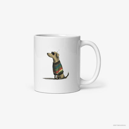 Golden Retriever Wearing Rainbow Outfit White Mug