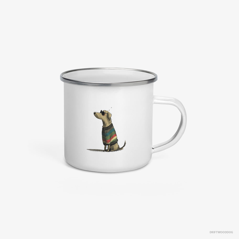 Golden Retriever Wearing Rainbow Outfit Enamel Mug