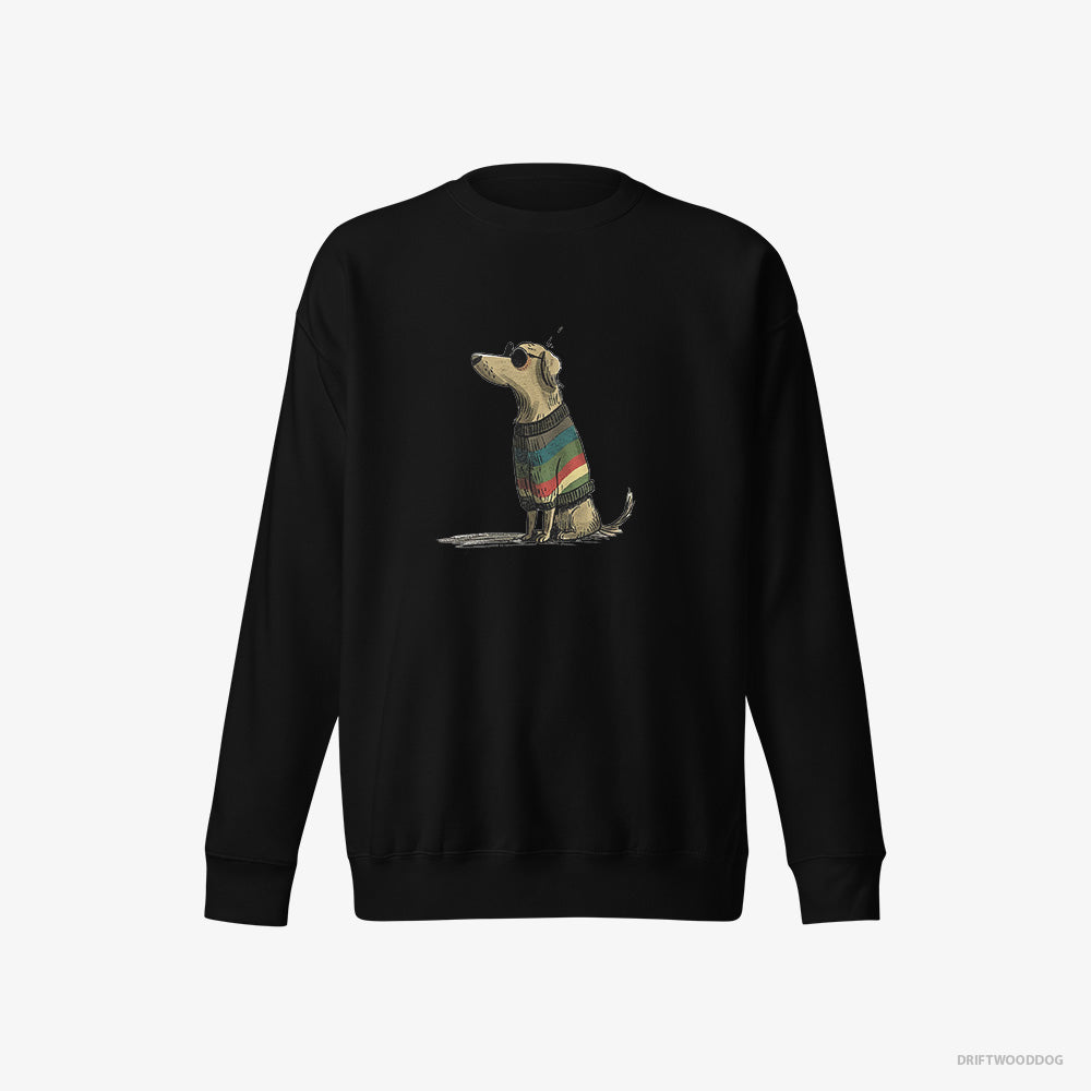 Golden Retriever Sweatshirt – Men Black Sweatshirt Eco-Friendly – Wearing Rainbow Outfit (on White Background)