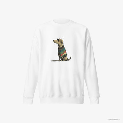 Golden Retriever Wearing Rainbow Outfit White Sweatshirt