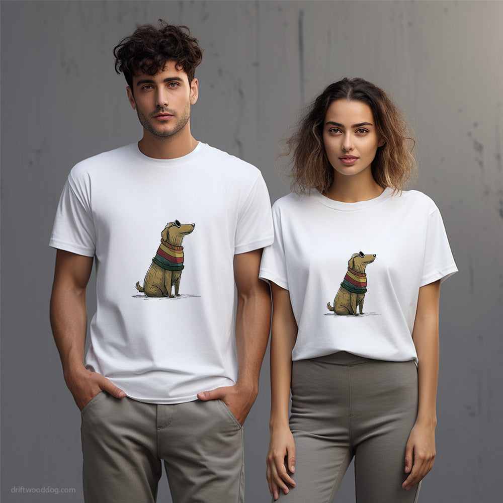 Golden Retriever Dressed in Rainbow Attire T-Shirt – Unisex T-Shirt for Dog Lovers 