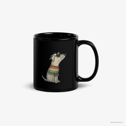 Labrador Retriever Mug – Unisex Black Mug Classic – Excited for Pride (on White Background)