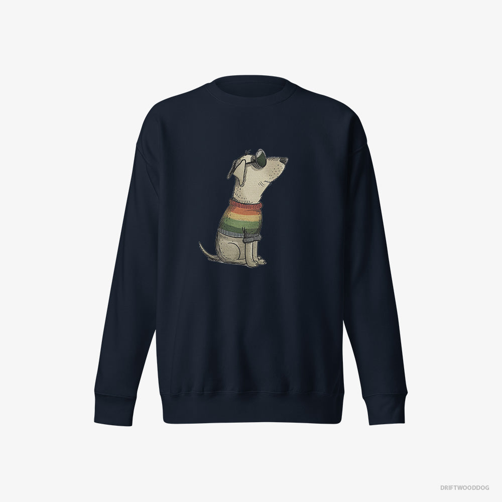 Labrador Retriever Sweatshirt – Men Navy Sweatshirt Eco-Friendly – Excited for Pride (on White Background)