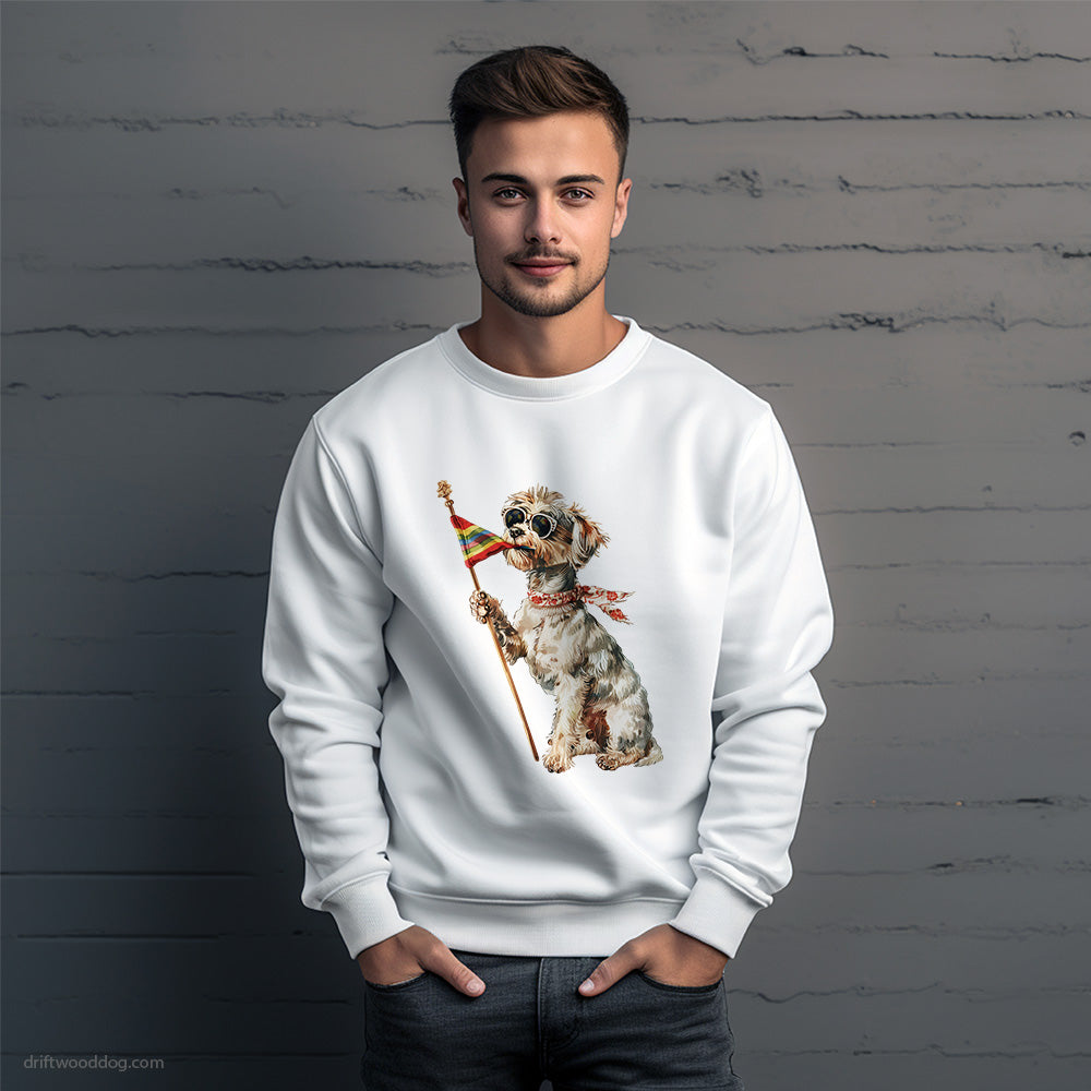 Yorkshire Terrier with an LGBTQ+ Flag Sweatshirt – Unique Dog Sweatshirt for Men