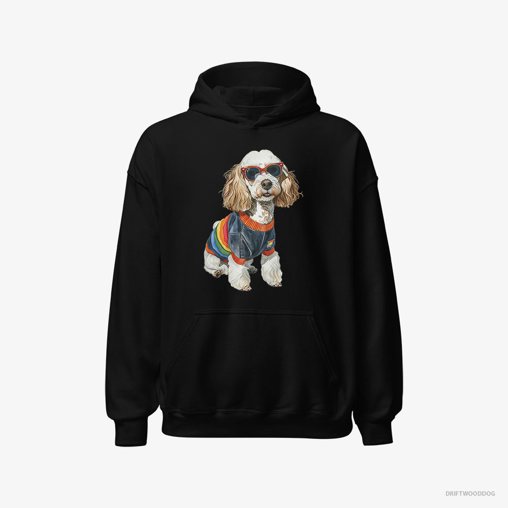 Poodle Hoodie – Men Black Hoodie Classic – Excited for Pride (on White Background)