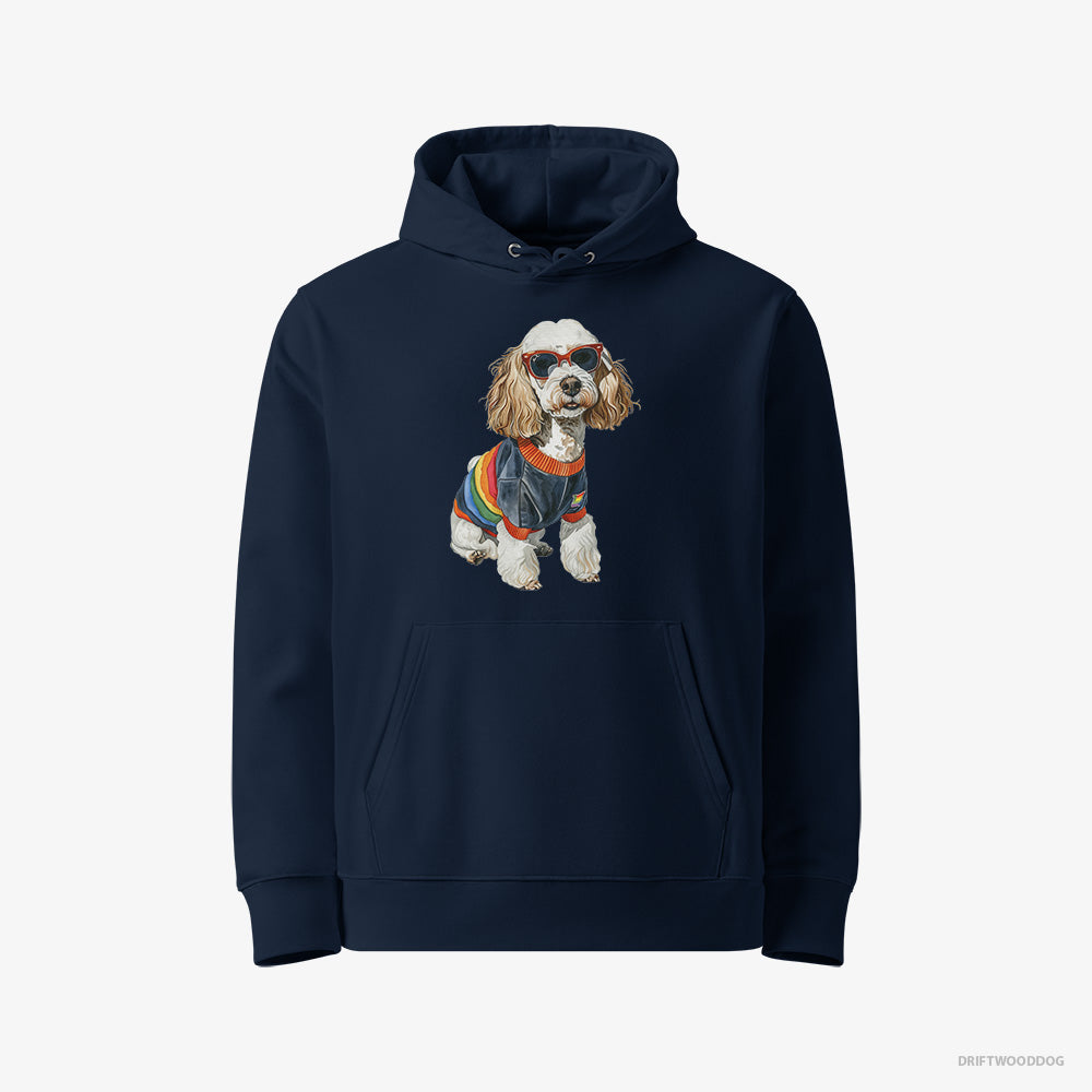 Poodle Hoodie – Men Navy Hoodie Eco-Friendly – Excited for Pride (on White Background)