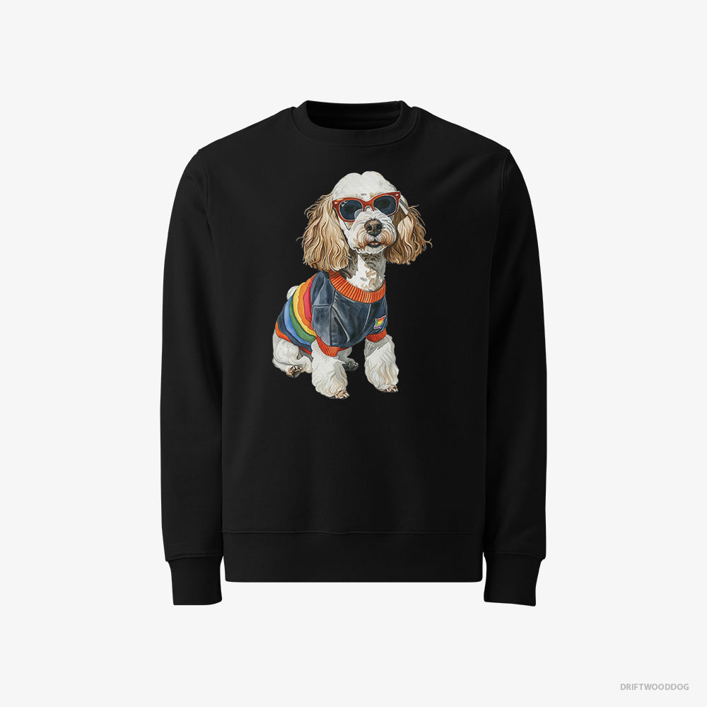 Poodle Sweatshirt – Men Black Sweatshirt Classic – Excited for Pride (on White Background)