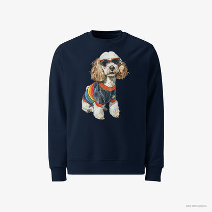 Poodle Sweatshirt – Men Navy Sweatshirt Classic – Excited for Pride (on White Background)