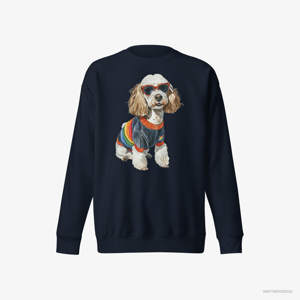 Poodle Sweatshirt – Men Navy Sweatshirt Eco-Friendly – Excited for Pride (on White Background)