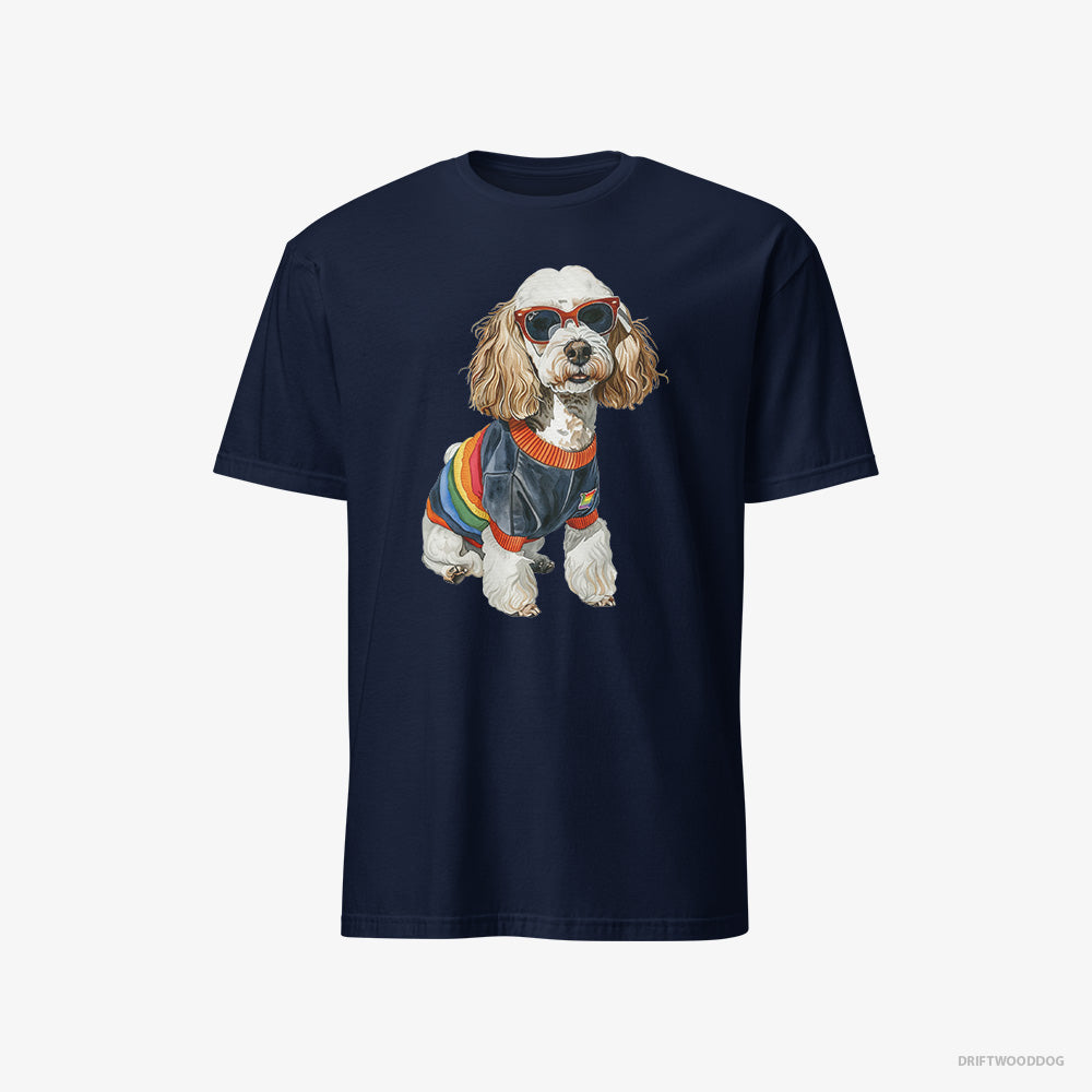 Poodle T-Shirt – Men Navy T-Shirt Classic – Excited for Pride (on White Background)