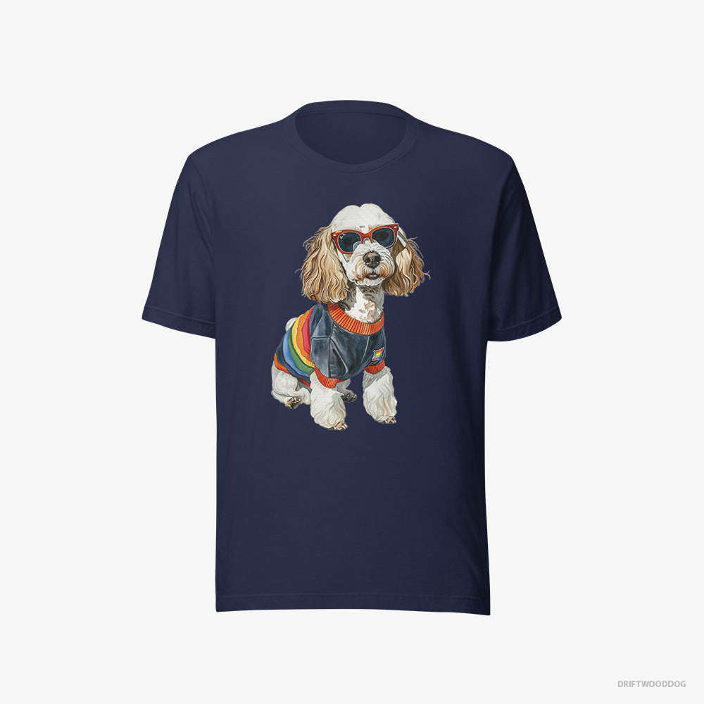 Poodle T-Shirt – Women Navy T-Shirt Eco-Friendly – Excited for Pride (on White Background)