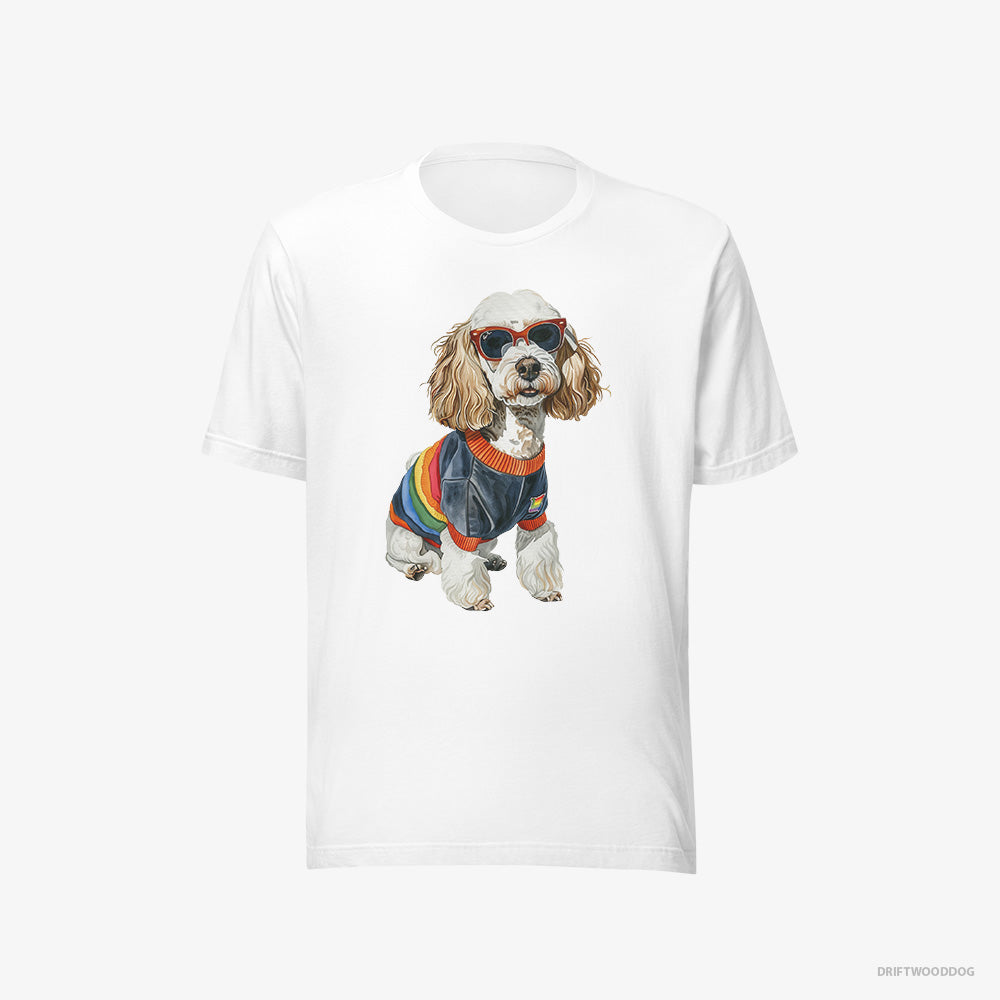 Poodle T-Shirt – Women White T-Shirt Eco-Friendly – Excited for Pride (on White Background)