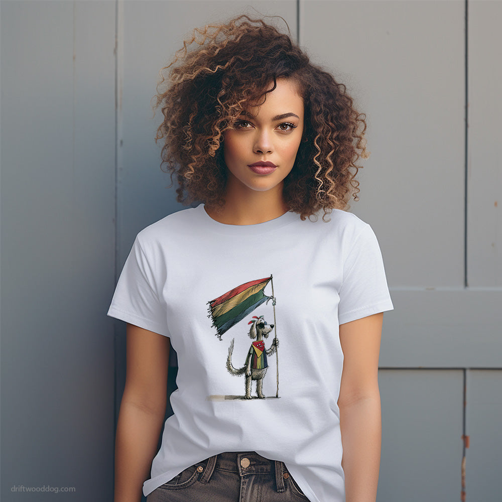 Poodle Holding LGBTQ+ Flag T-Shirt – Dog T-Shirt for Women