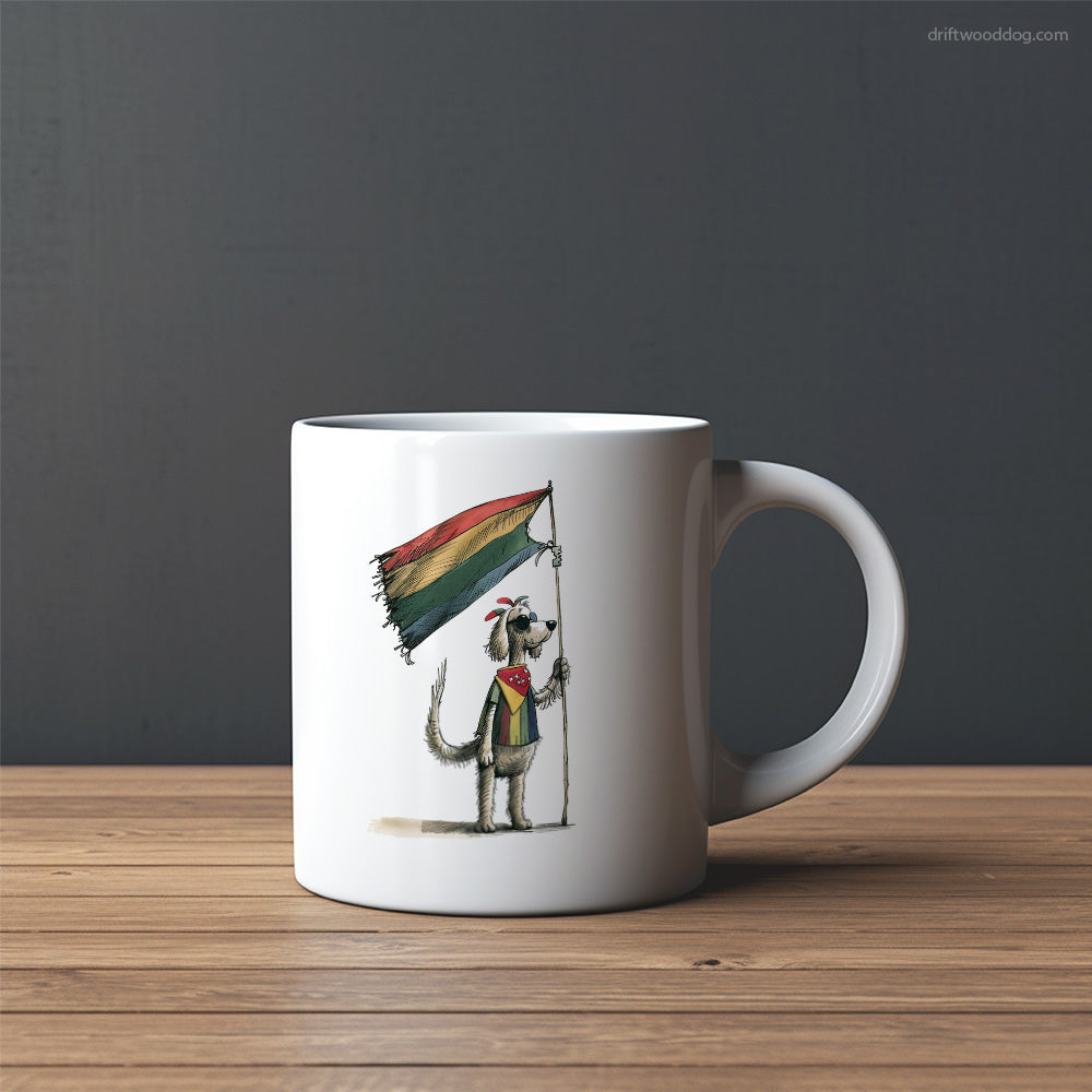 Poodle Holding LGBTQ+ Flag Mug – Custom Dog Mugs | Personalized Pet Mugs