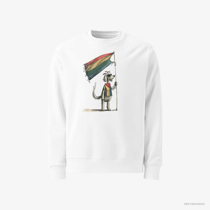 Poodle Holding LGBTQ+ Flag White Sweatshirt