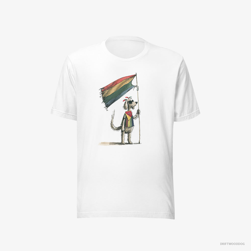 Poodle T-Shirt – Women White T-Shirt Eco-Friendly – Holding LGBTQ+ Flag (on White Background)