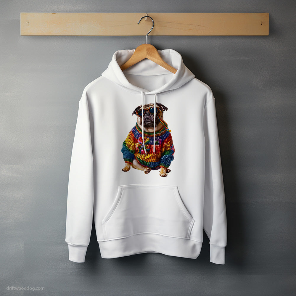 Pug Dressed in Rainbow Attire Hoodie – Unisex Hoodie for Dog Lovers