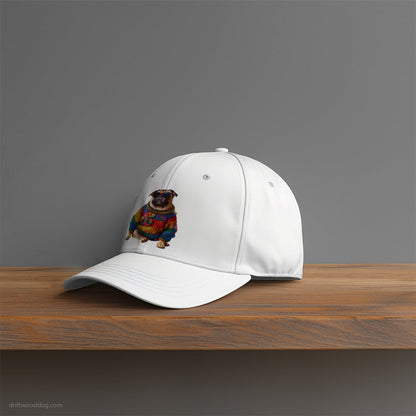 Pug Dressed in Rainbow Attire Hat – Unisex Hat for Dog Owners