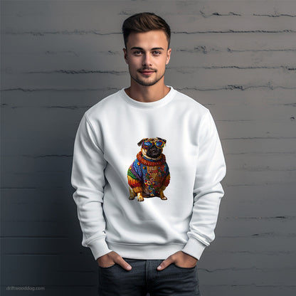 Pug Clad in Rainbow Apparel Sweatshirt – Unique Dog Sweatshirt for Men