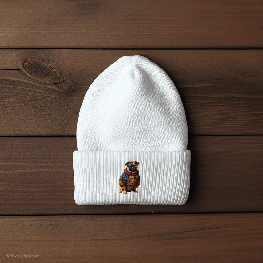 Pug Clad in Rainbow Apparel Beanie – Unisex Beanie for Dog Lovers