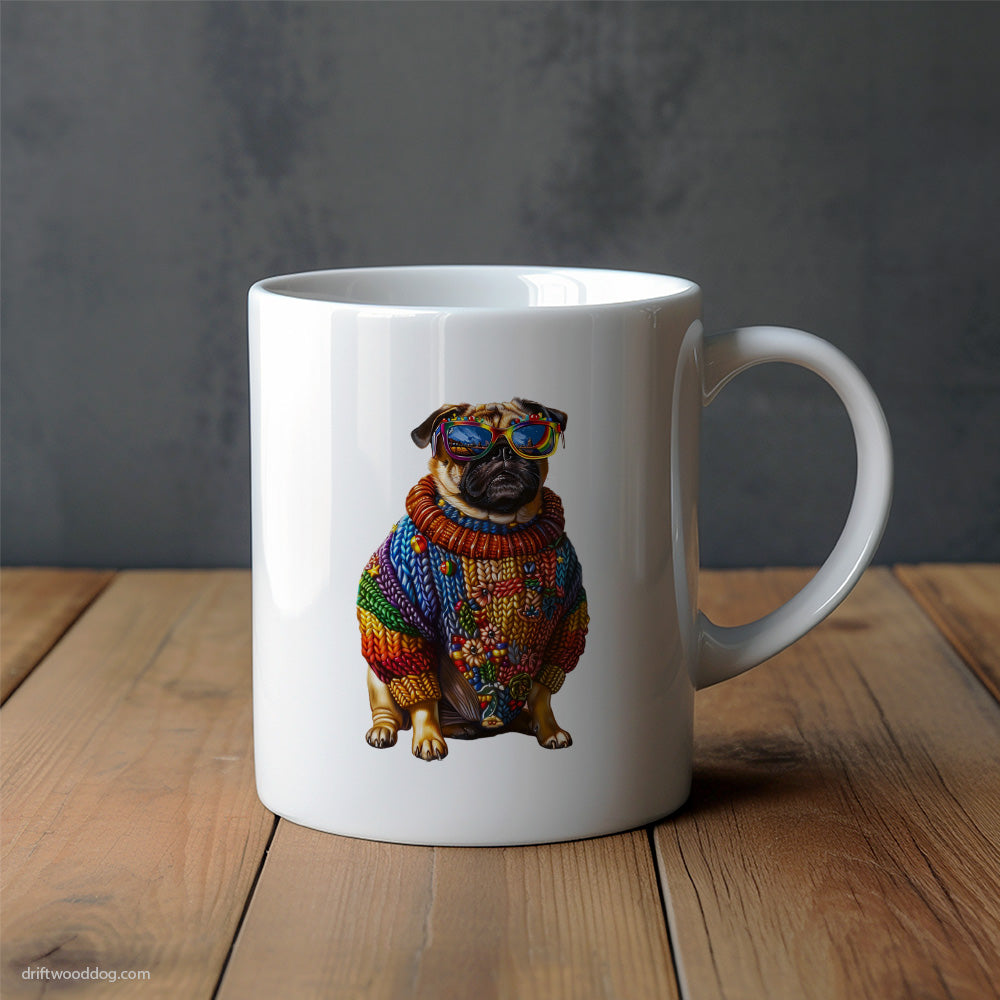 Pug Clad in Rainbow Apparel Mug – Unique Dog Cups | Dog-Themed Mugs