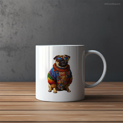 Pug Clad in Rainbow Apparel Mug – Funny Dog Coffee Mugs | Quirky Canine Drinkware