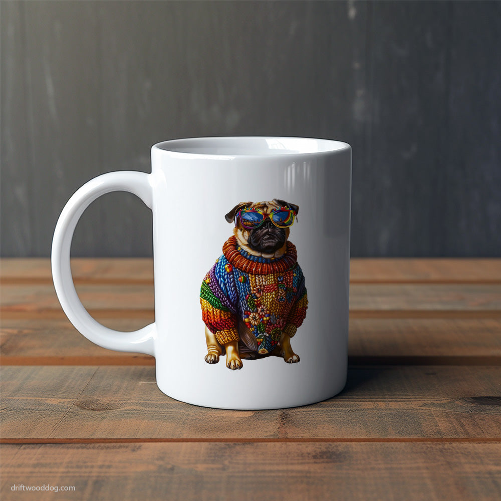 Pug Clad in Rainbow Apparel Mug – Cute Dog-Themed Mugs | Perfect Gifts for Dog Lovers