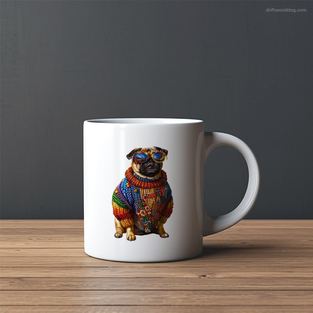 Pug Clad in Rainbow Apparel Mug – Custom Dog Mugs | Personalized Pet Mugs