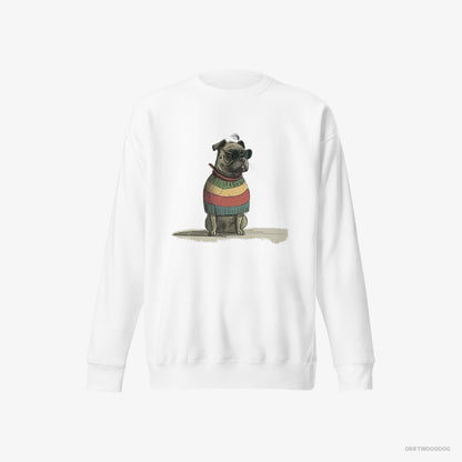 Pug Wearing Rainbow Outfit White Sweatshirt