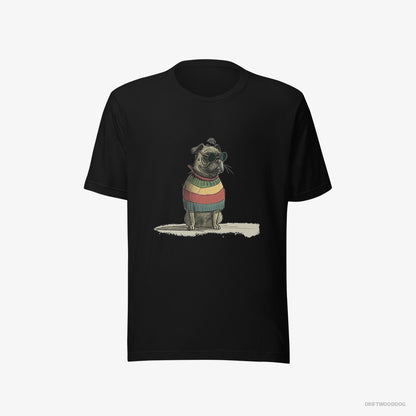 Pug Wearing Rainbow Outfit Black T-Shirt